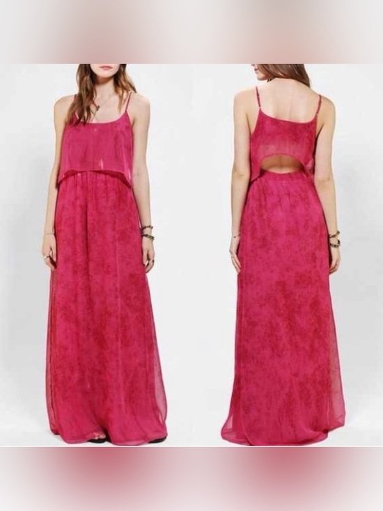 Urban Outfitters Dresses & Skirts - MAXI DRESS Urban Outfitters CHIFFON Fuchsia Pink Berry Staring At Stars // Small